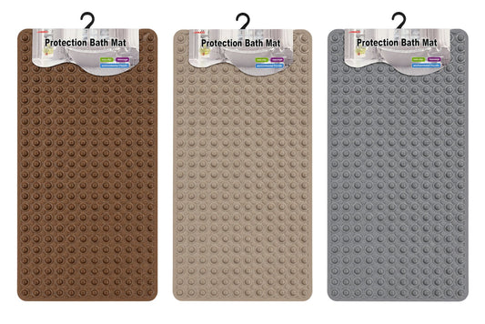 Bath Mat PVC Non Slip w/Suction Cups 37x68cm 3 Asstd
