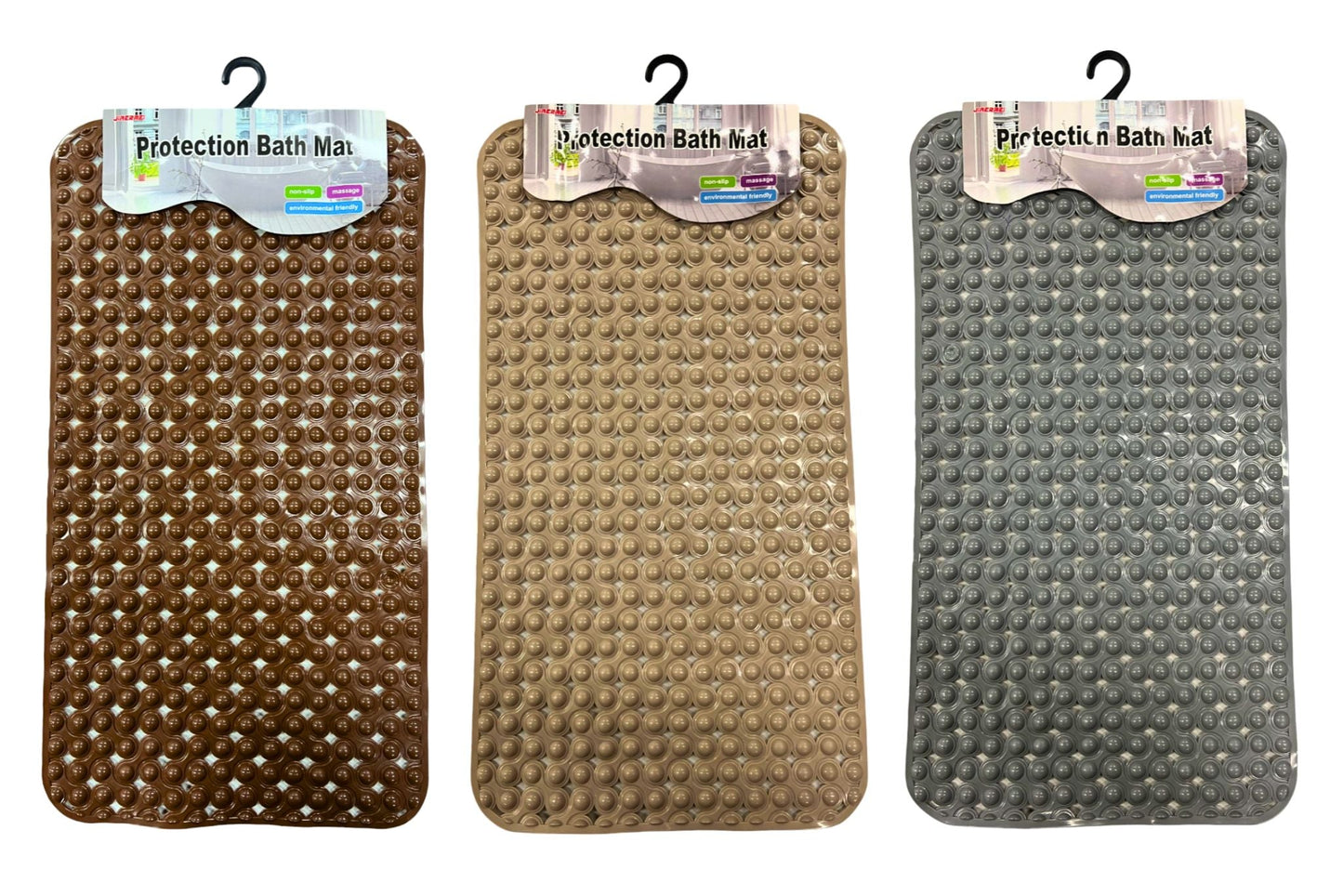 Bath Mat PVC Non Slip w/Suction Cups 37x68cm 3 Asstd