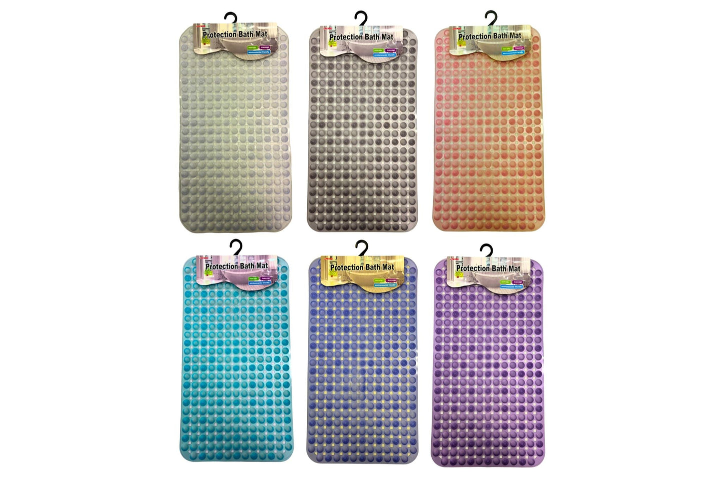 Bath Mat PVC Non Slip w/Suction Cups 37x68cm 6 Asstd