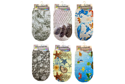 Bath Mat PVC Non Slip w/Suction Cups 37x68cm 6 Asstd