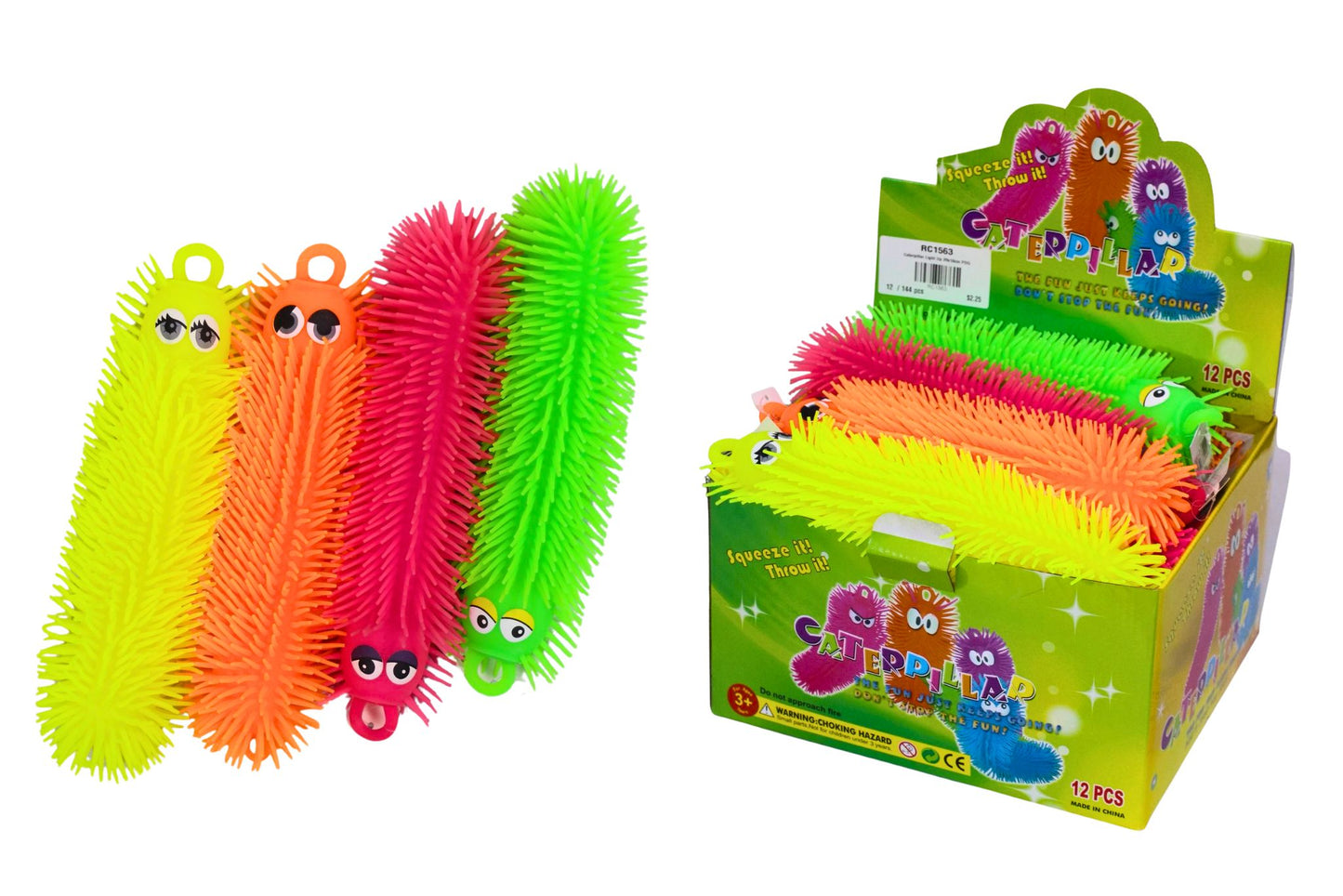 Caterpillar Stretch Squeeze Toy w/Lights 29x10cm PDQ