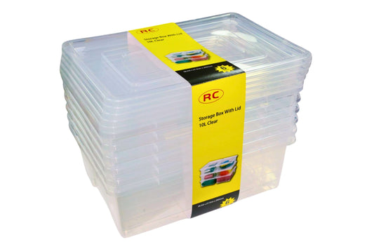 Storage Box w/Lid 10L Pk6 Clear