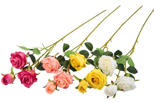 Single Stem 3 Heads Rose 62cm