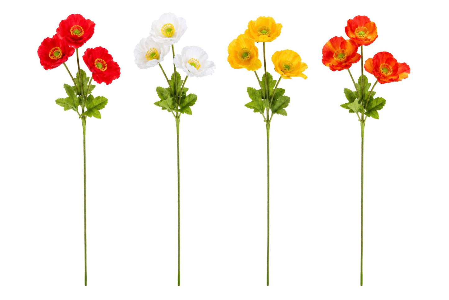 Single Stem 4 Branches Corn Poppy 60cm