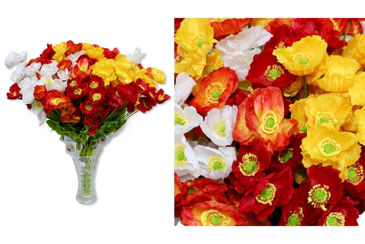 Single Stem 4 Branches Corn Poppy 60cm