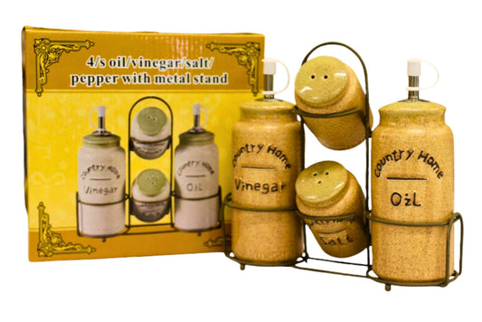 Ceramic Salt, Pepper, Oil, Vinegar Set