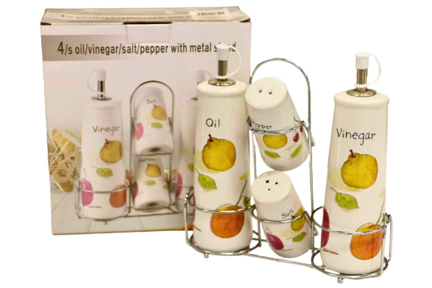 Ceramic Salt, Pepper, Oil, Vinegar Set