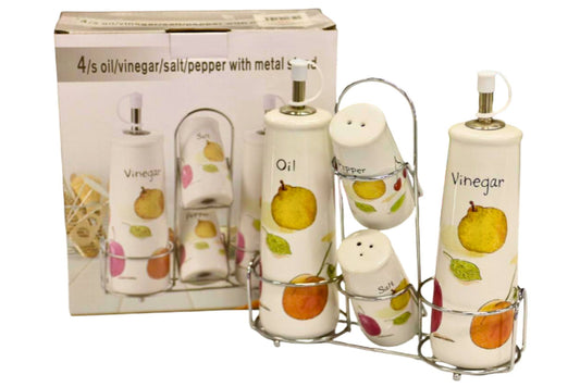 Ceramic Salt, Pepper, Oil, Vinegar Set