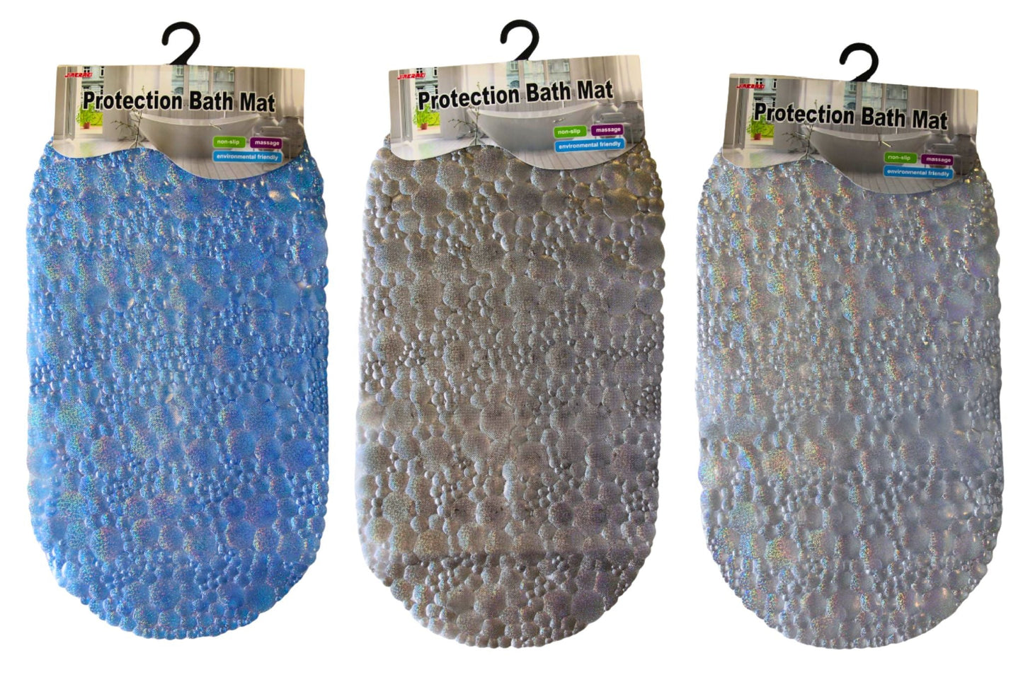 Bath Mat PVC Non Slip w/Suction Cups 68x38cm 4 Asstd
