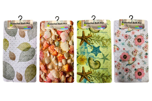 Bath Mat PVC Non Slip w/Suction Cups 68x38cm 4 Asstd