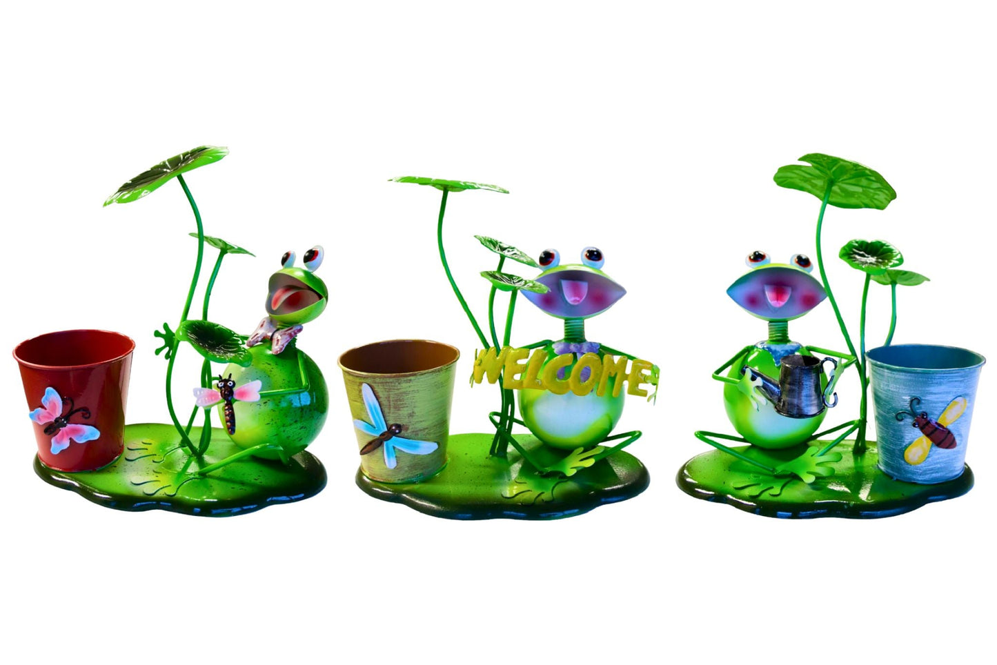 Frog Metal Flowerpot 30x28cm 3 Asstd