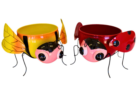 Beetle Metal Flowerpot 14.5x17x20cm 2 Asstd