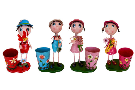 Doll Metal Flowerpot 42x24cm 4 Asstd