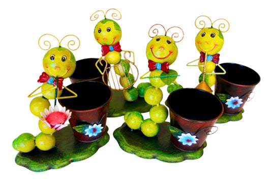 Caterpillar Metal Flowerpot 21x18.5x11cm 4 Asstd