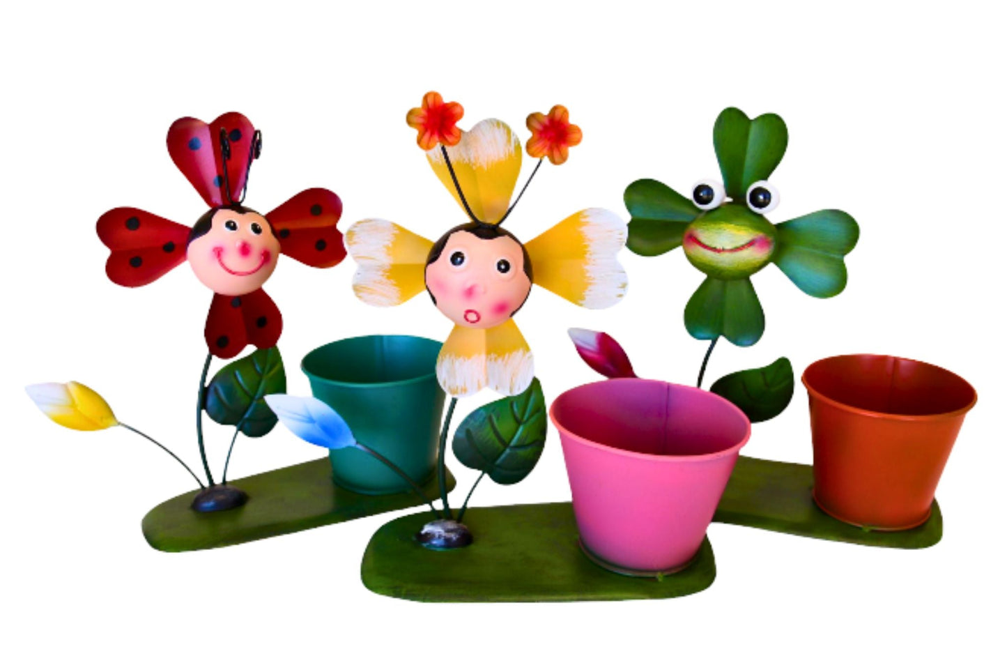 Spinning Sunflower Metal Flowerpot 27x24.5x10.3cm 3 Asstd