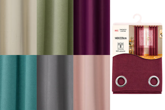 Curtain 8 Grommets 140x213cm 6 Asstd