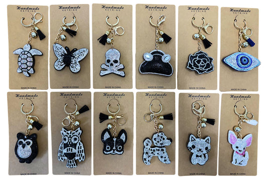 Sparkling Keychains - Animal B&W 12 Asstd