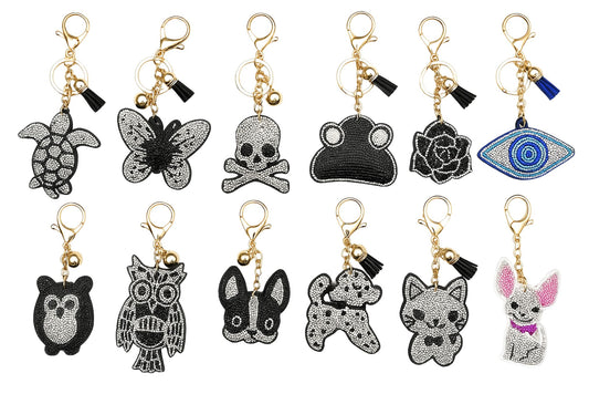 Sparkling Keychains - Animal B&W 12 Asstd
