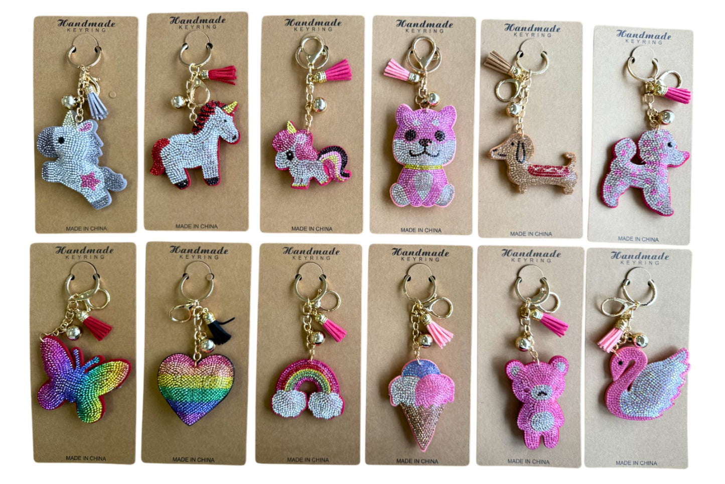 Sparkling Keychains - Animal Colour 12 Asstd