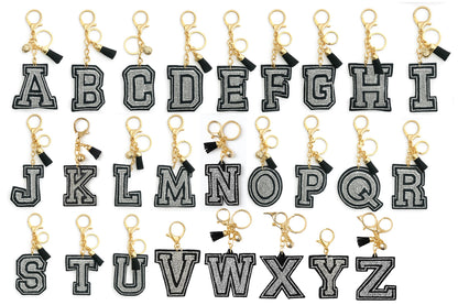 Sparkling Keychains - Alphabet B&W 26 Asstd