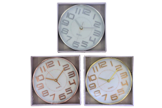 Clock Wall 20cm 3 Asstd