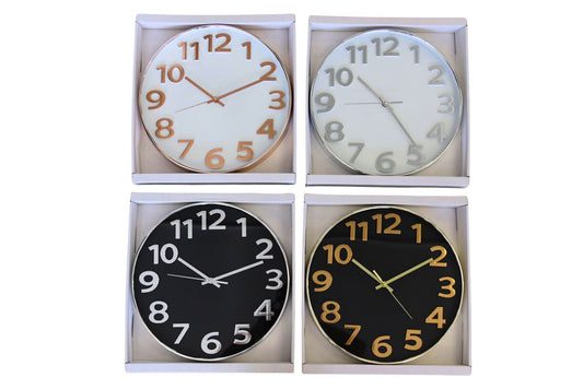 Clock Wall 36cm 4 Asstd