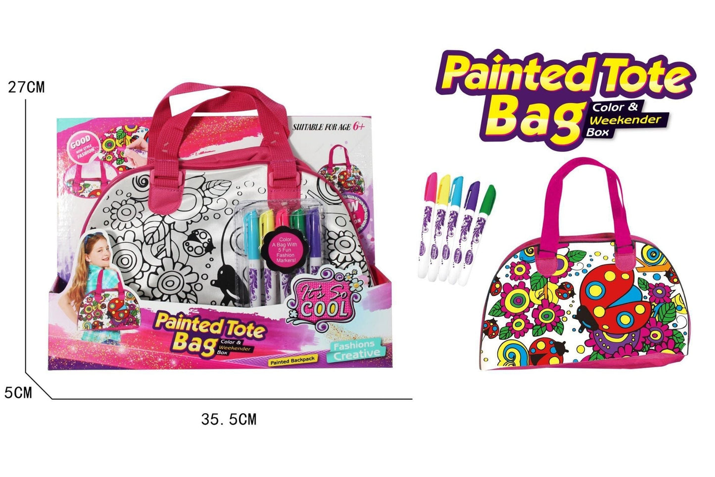 DIY Paint Bag Set w/5 Colours Markers 35x27 cm