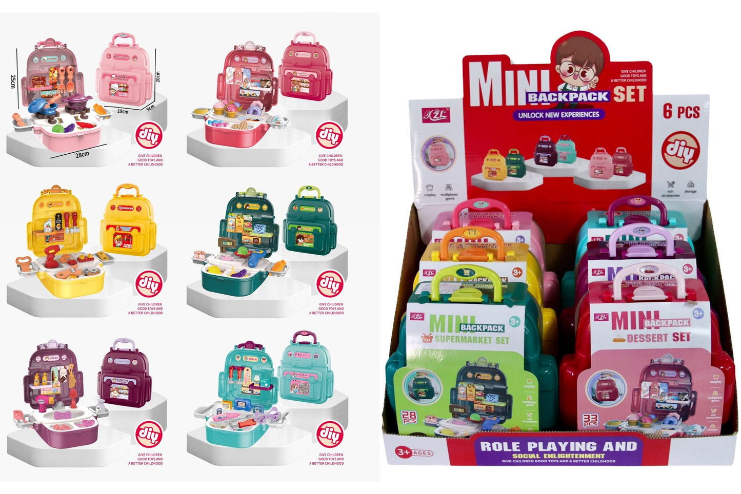 Backpack Set 6 Asstd PDQ