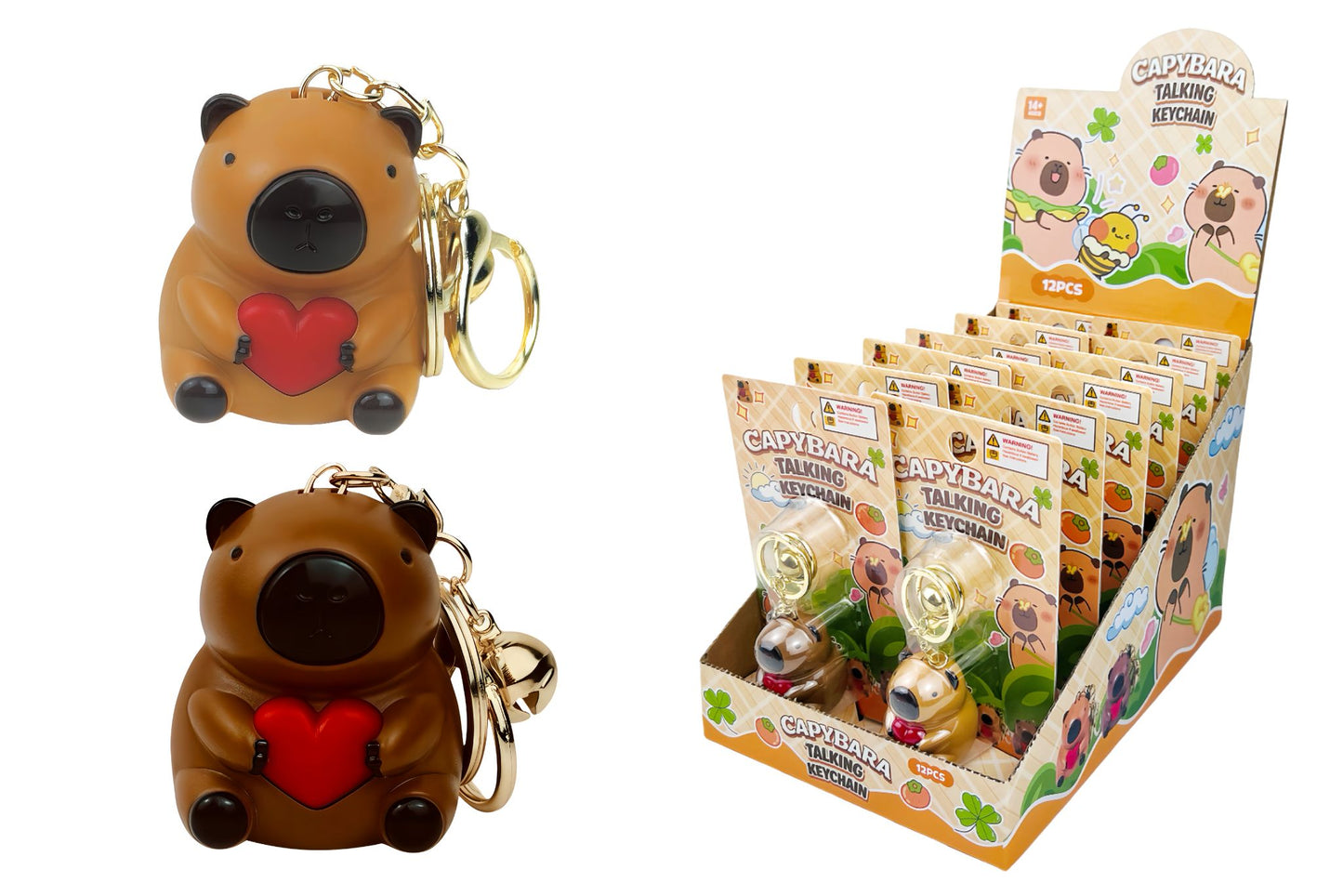 Capybara Keychain Light & Sound 5x4x3.5cm PDQ