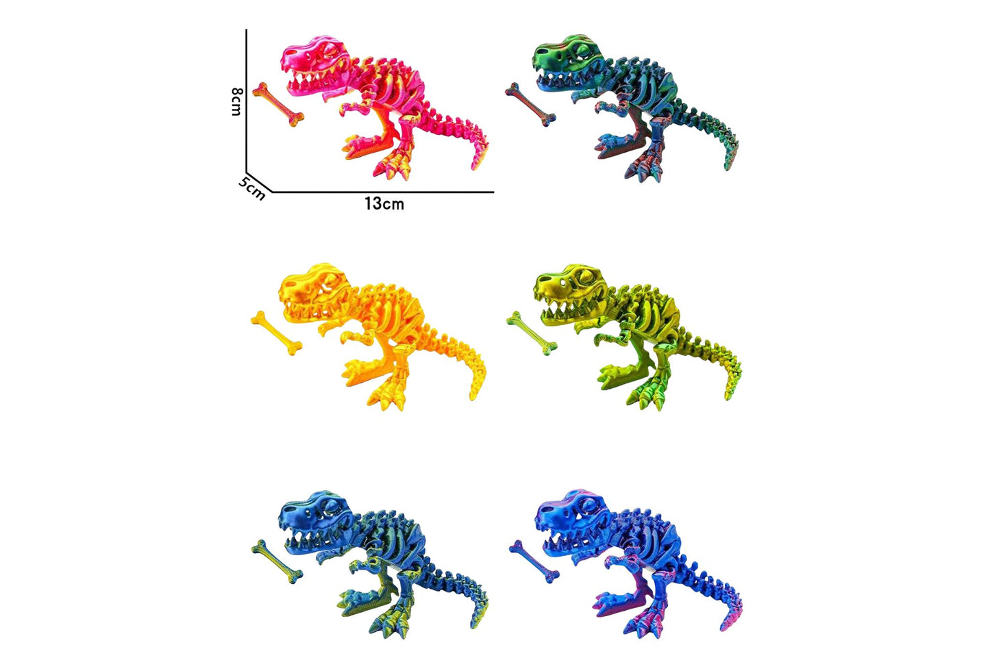 3D Printed Dinosaur 13x8x5cm 6 Asstd PDQ