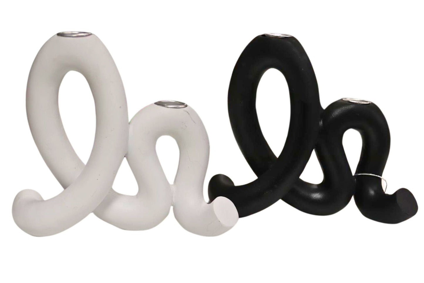 Resin Twin Taper Candle Holder 20.5x17.5cm 2 Asstd