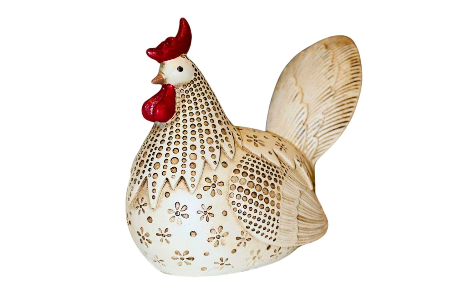 Resin Rooster 17.5x14.5cm