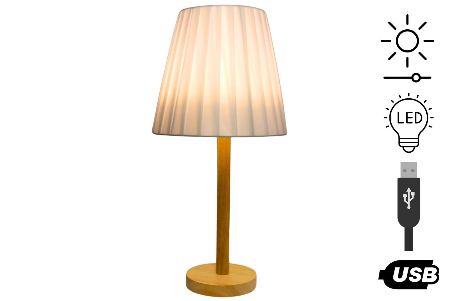Wooden LED Table Lamp 46cm 3-Warmness & Adj Brightness