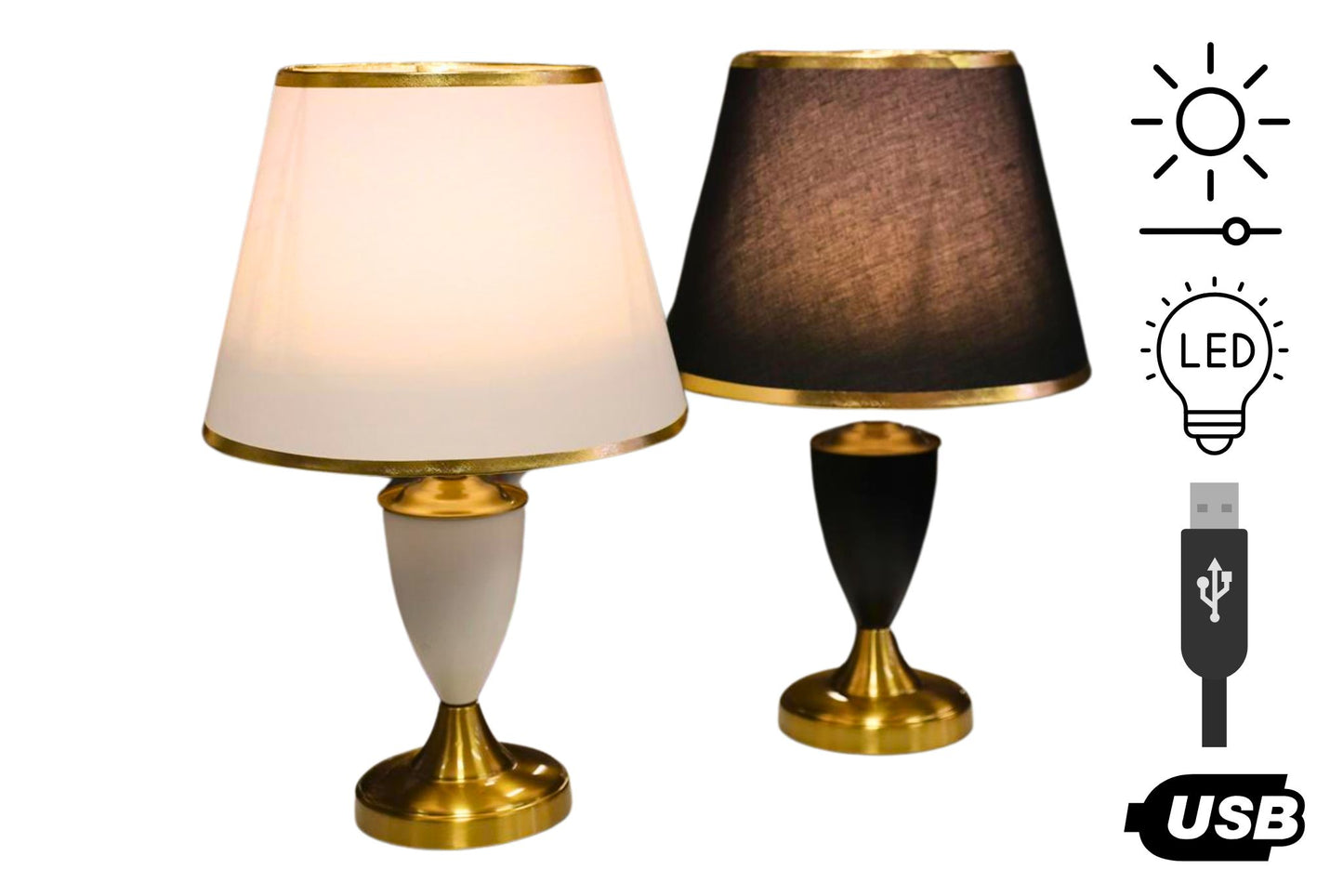 Metal LED Table Lamp 45cm 2 Asstd 3-Warmness & Adj Brightness