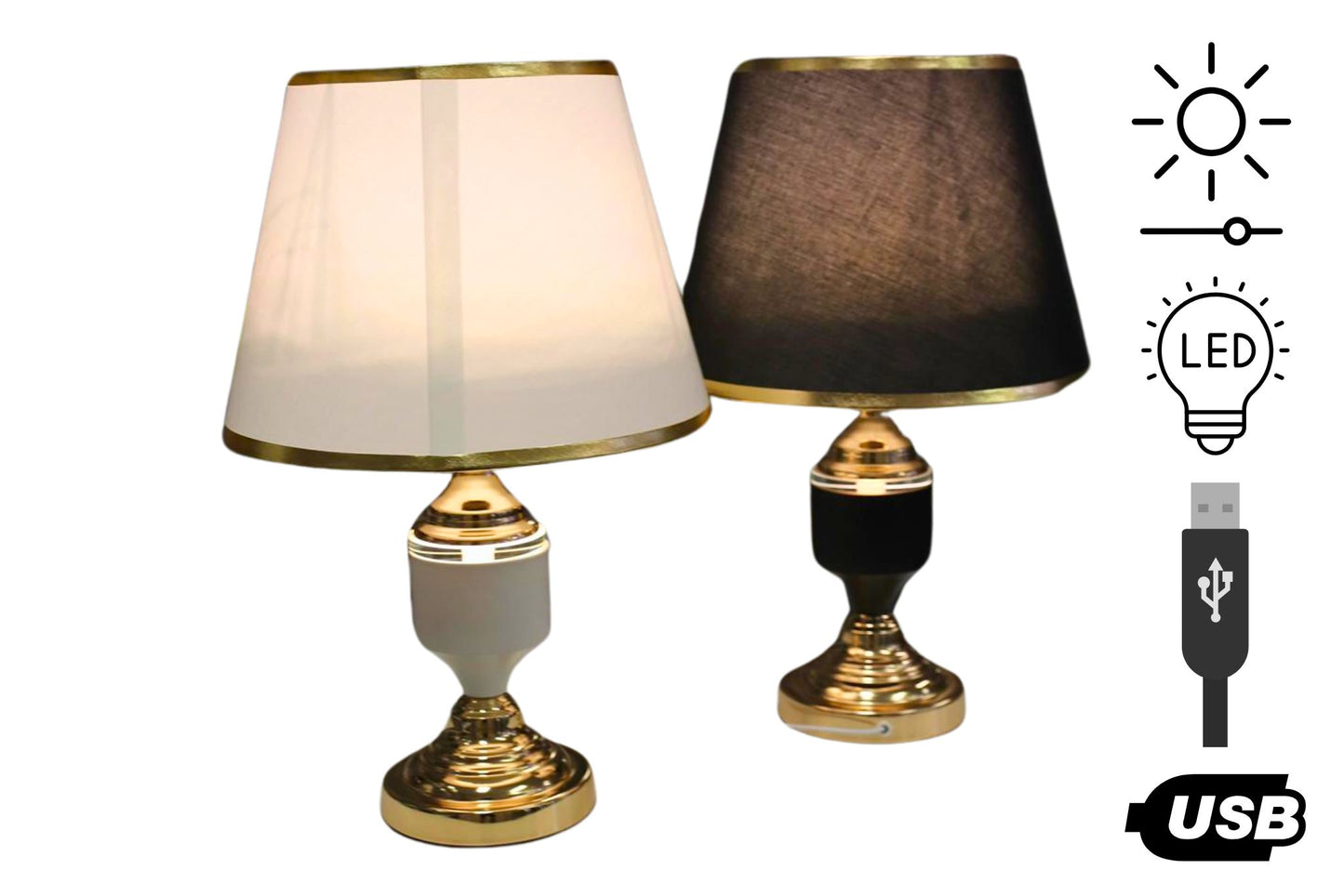 Metal LED Table Lamp 44cm 2 Asstd 3-Warmness & Adj Brightness