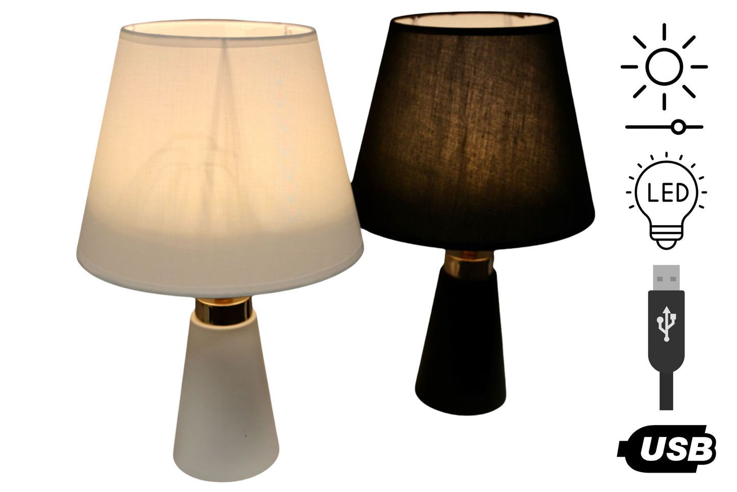 Metal LED Table Lamp 40cm 2 Asstd 3-Warmness & Adj Brightness