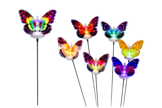 Fibre Optic Butterfly Flower 10.5x9x55cm 6 Asstd