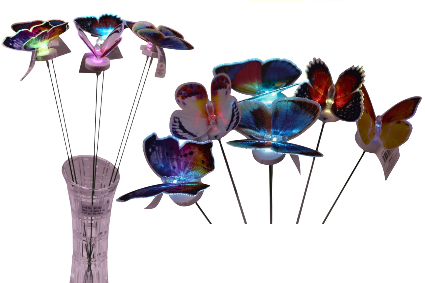 Fibre Optic Butterfly Flower 10.5x9x55cm 6 Asstd