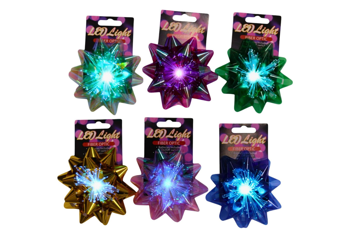 Fibre Optic Ribbon Flower 9x9cm 6 Asstd