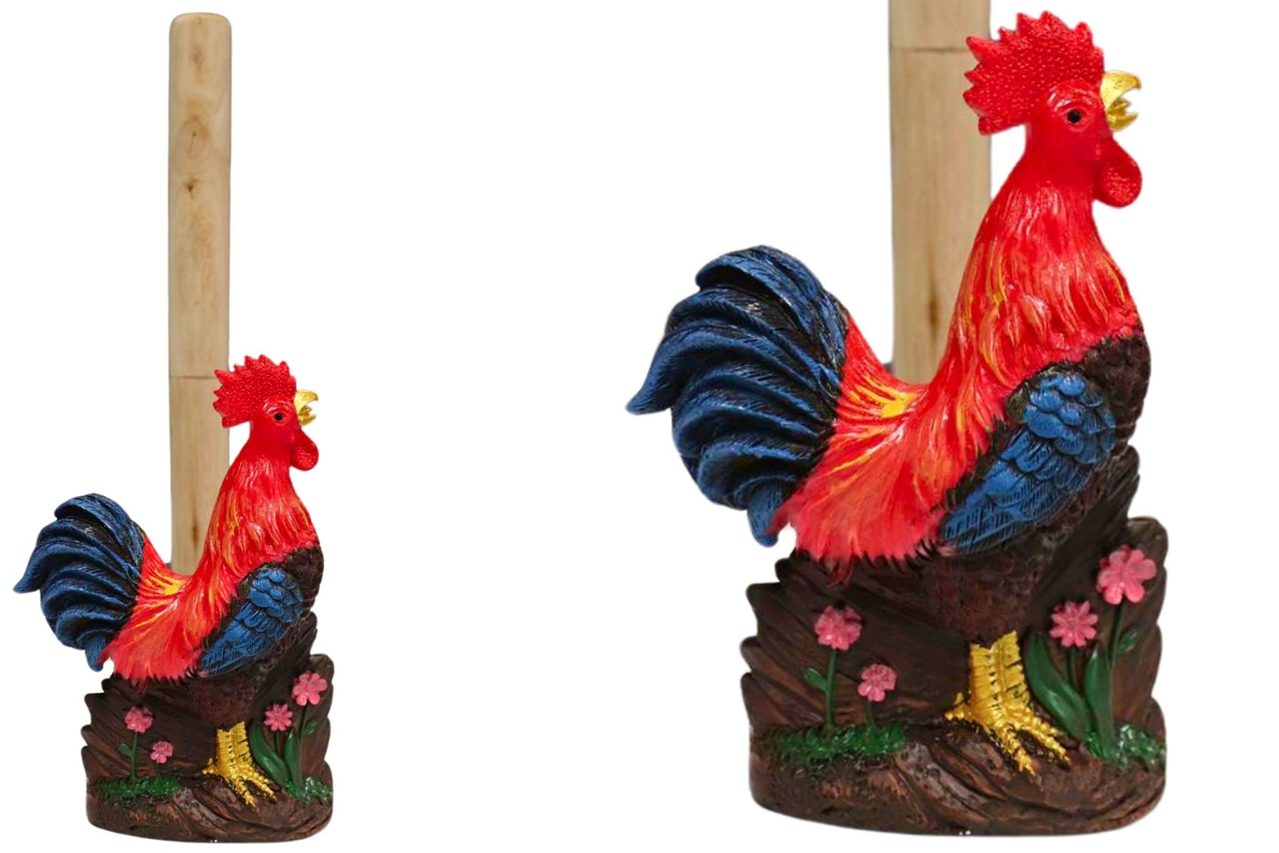 Resin Paper Towel Holder Rooster 14x11x26cm