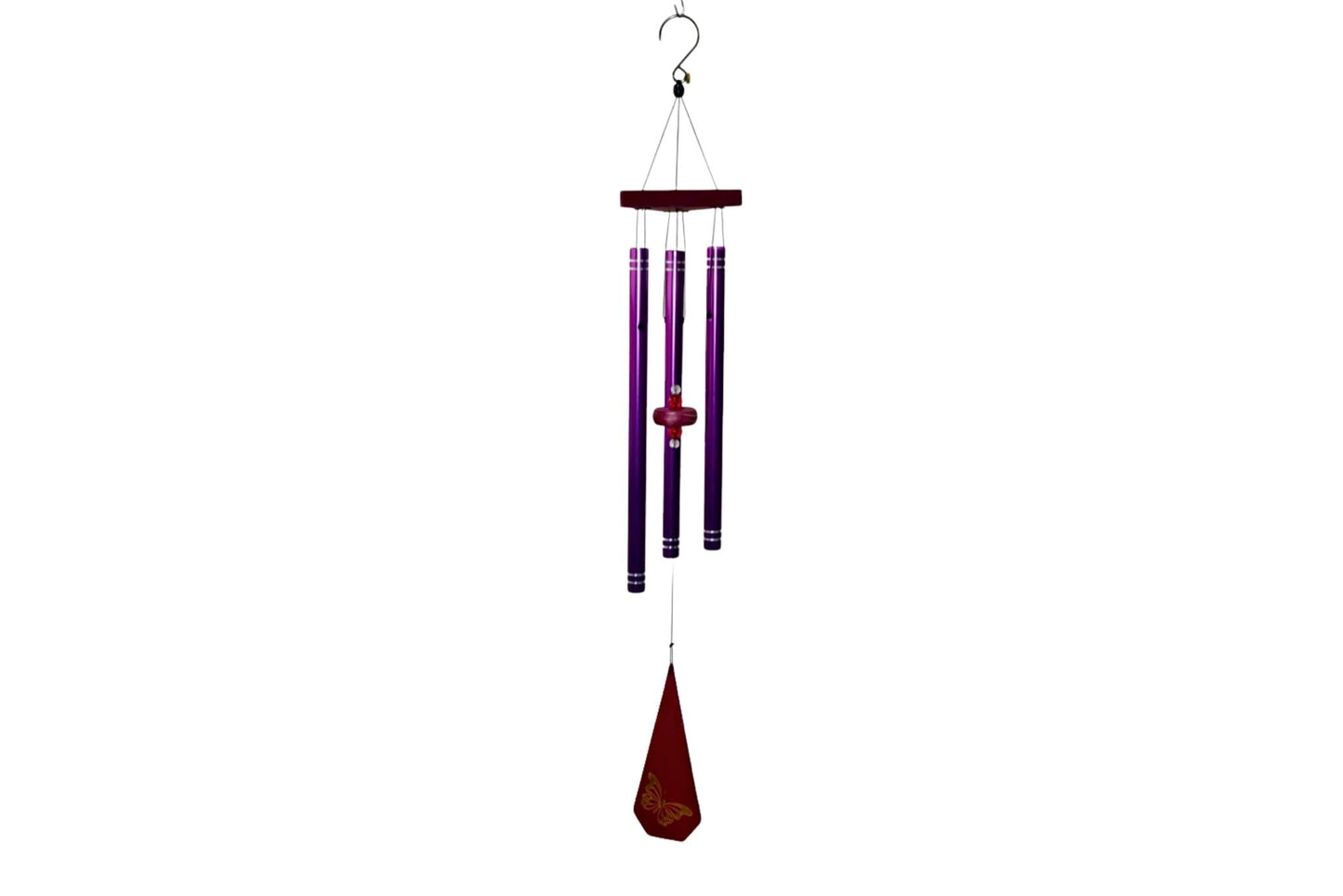 Wind Chime Wood w/Etched Butterfly 81cm