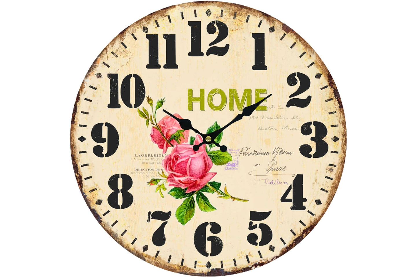 Clock Wall MDF Rose Flower 34cm