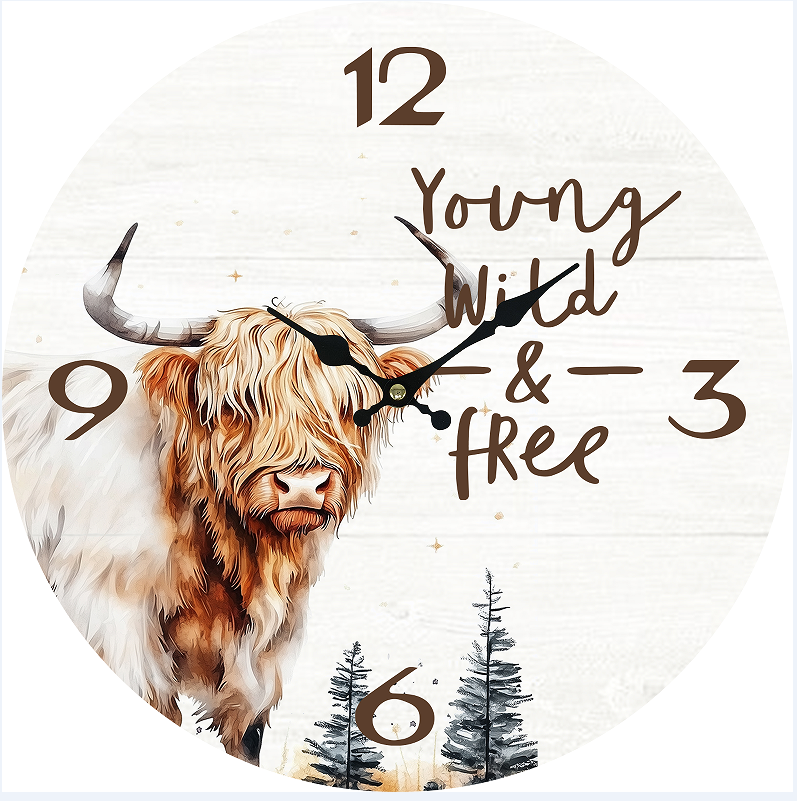 Clock Wall MDF Cow 34cm
