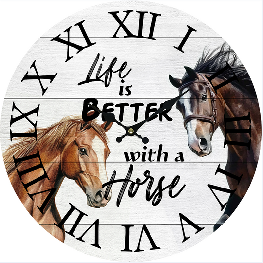 Clock Wall MDF Horse 34cm