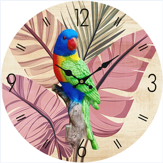 Clock Wall MDF Loorikeet 34cm