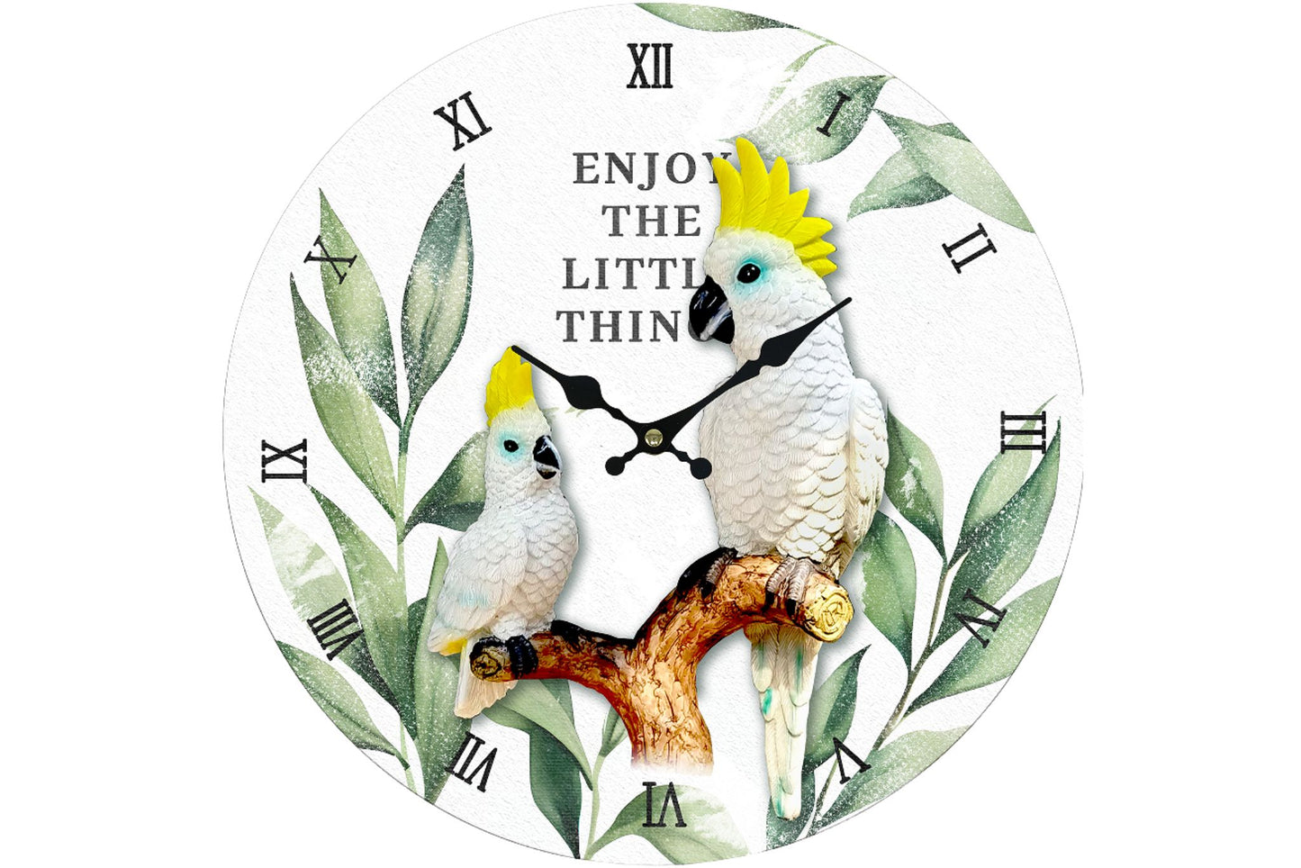 Clock Wall MDF Cockatoo 34cm