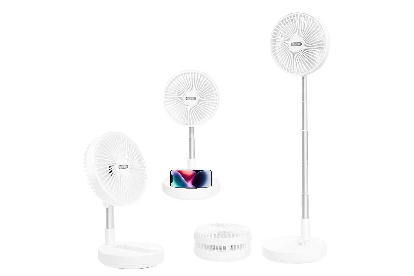 Foldable Pedestal Fan Rechargable 4-Speed 80cm