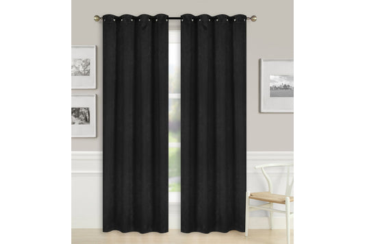 Solid Blackout Curtain 8 Grommets 137x213cm 200gsm Candy Black