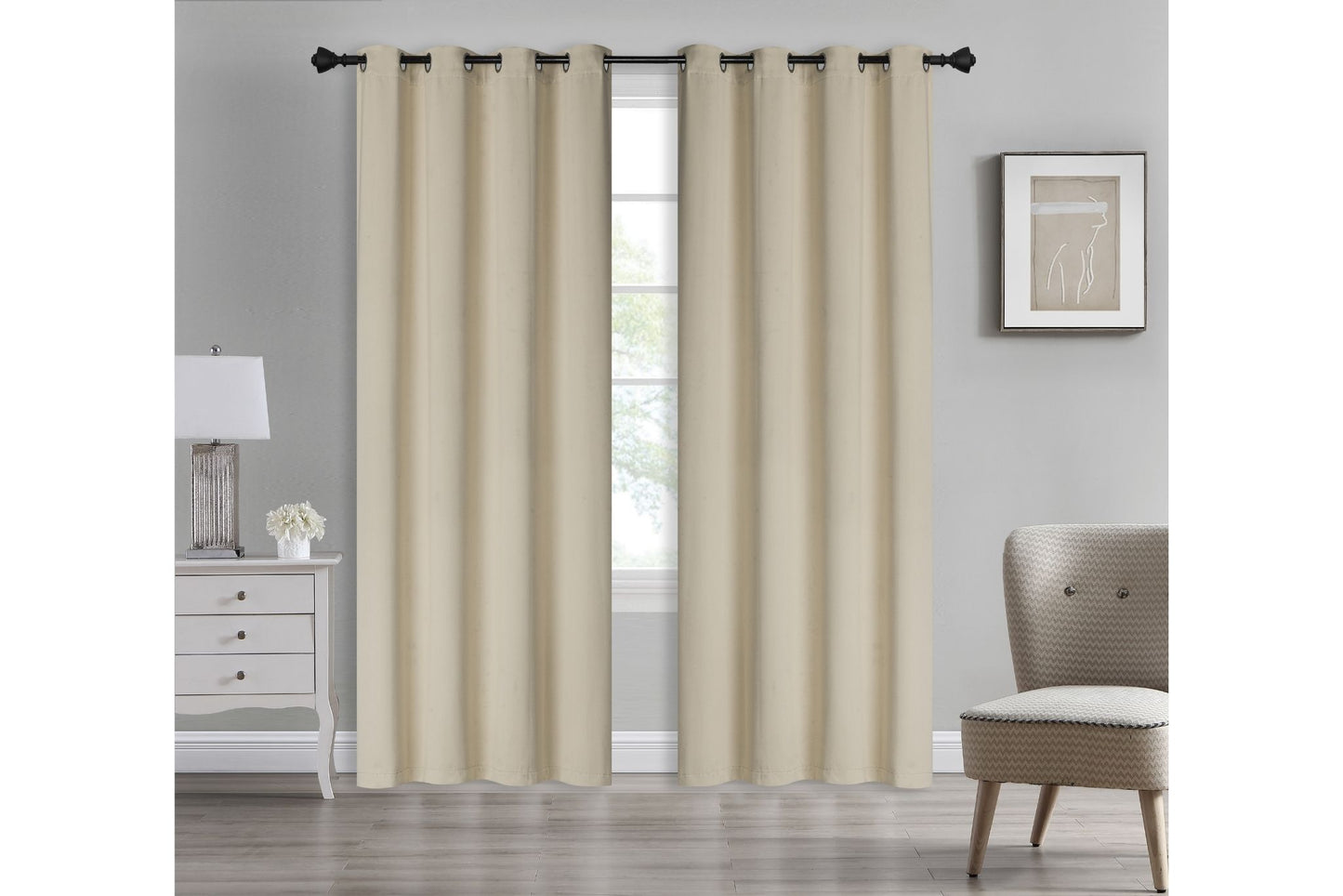 Solid Blackout Curtain 8 Grommets 137x213cm 200gsm Angel Gold