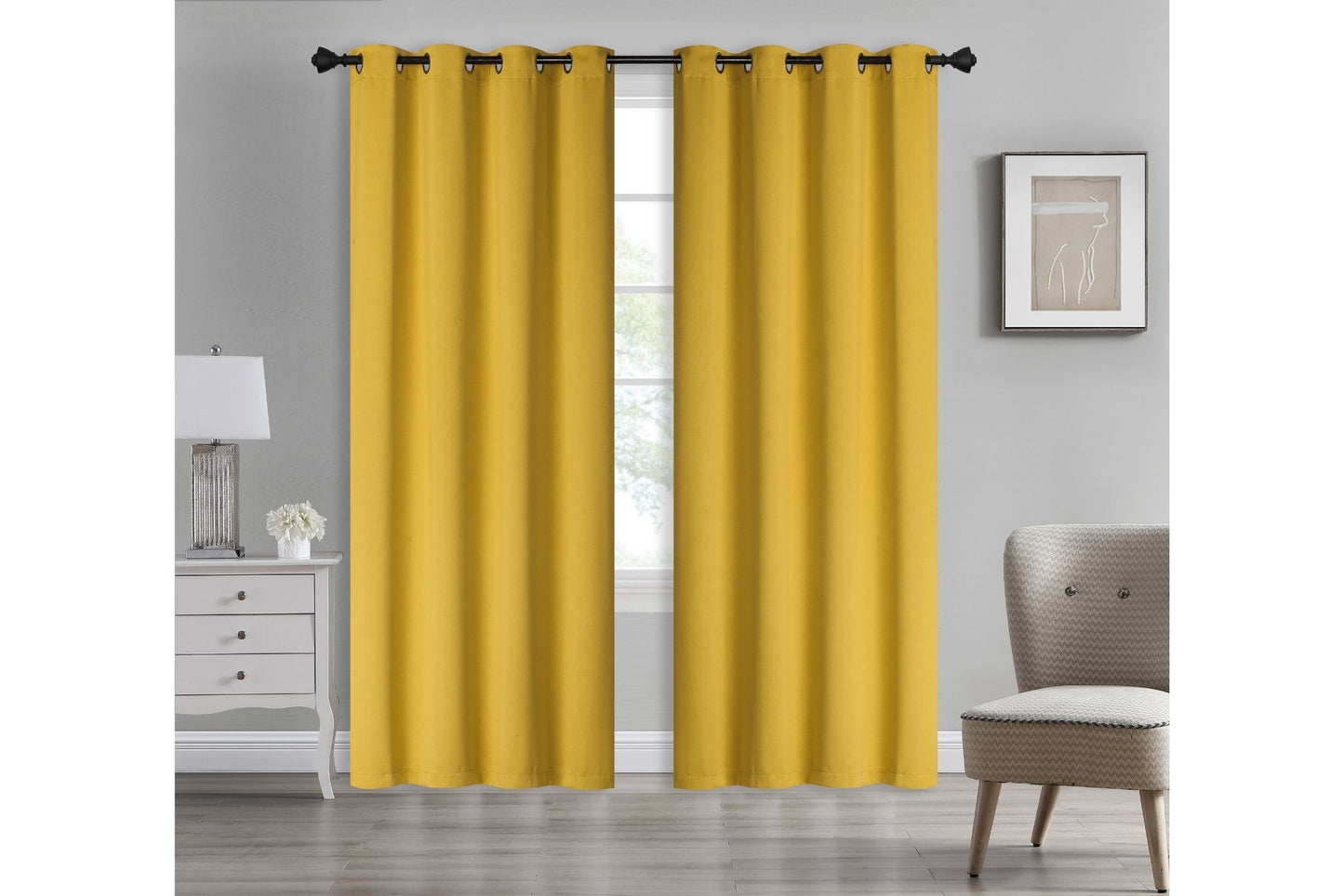 Solid Blackout Curtain 8 Grommets 137x213cm 200gsm Angel Olive